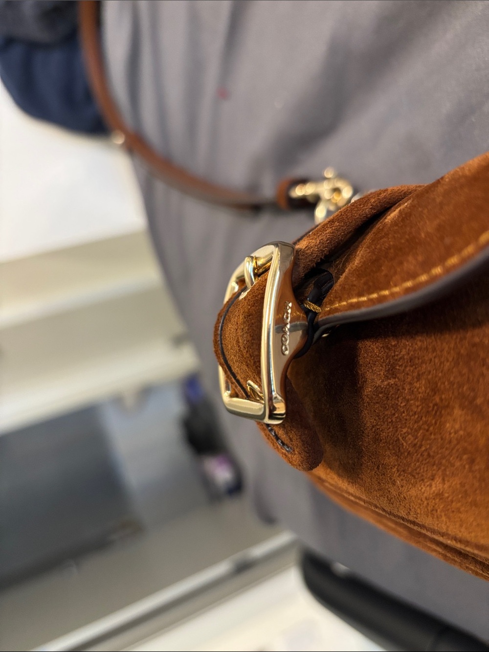 COACH Ashton Mini Shoulder Bag in Brown Suede LIKE NEW - Picture 5 of 8